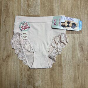 MAIDENFORM SHAPEWEAR LACE BRIEF FIRM LIGHT PINK SIZE XL SEAMLESS TAGLESS NEW